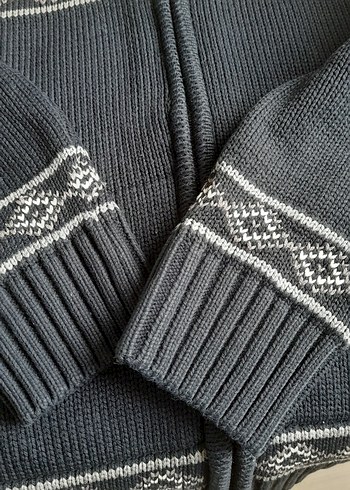 Erkek  Kapüşonlu Triko Hırka Gri - Görsel 5