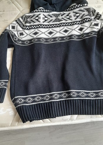 Erkek  Kapüşonlu Triko Hırka Gri - Görsel 3