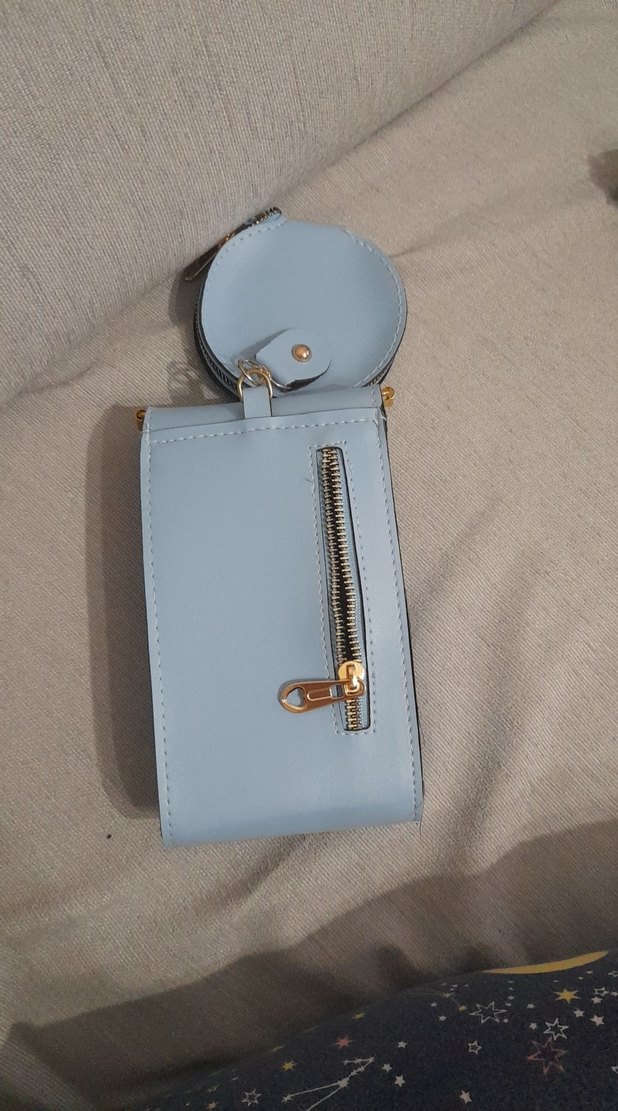 Diger Mavi Deri Kadın Cüzdan ve Fermuarlı Mini Çanta - Görsel 2