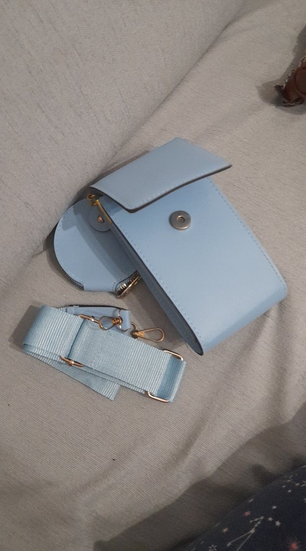 Diger Mavi Deri Kadın Cüzdan ve Fermuarlı Mini Çanta - Görsel 3