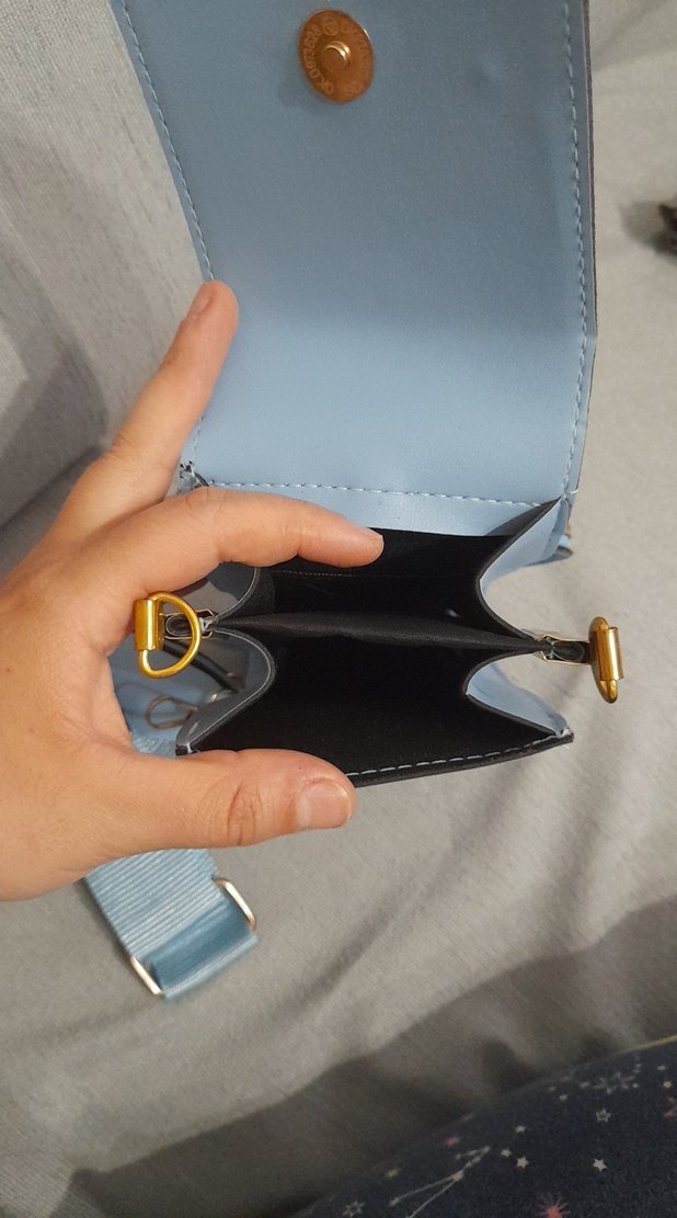 Diger Mavi Deri Kadın Cüzdan ve Fermuarlı Mini Çanta - Görsel 4