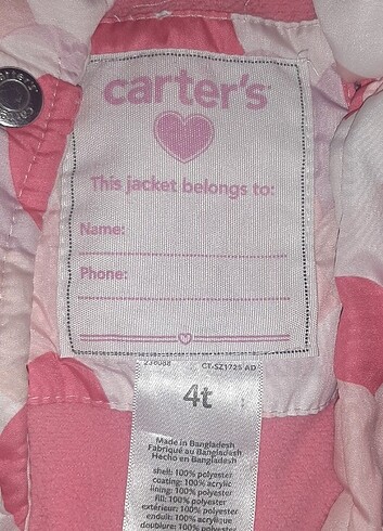 4 Yaş Beden çeşitli Renk Carter's kız çoçuk kaban