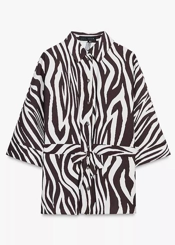 Zara Zebra Desenli Uzun Kadın Gömlek - Görsel 3