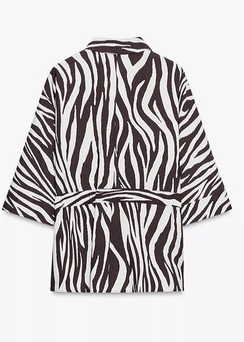 Zara Zebra Desenli Uzun Kadın Gömlek - Görsel 4