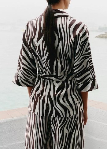 Zara Zebra Desenli Uzun Kadın Gömlek - Görsel 2