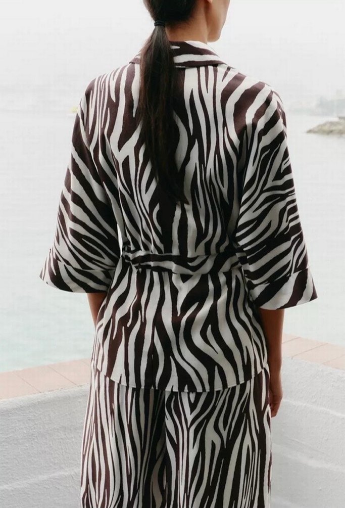 Zara Zebra Desenli Uzun Kadın Gömlek - Görsel 2