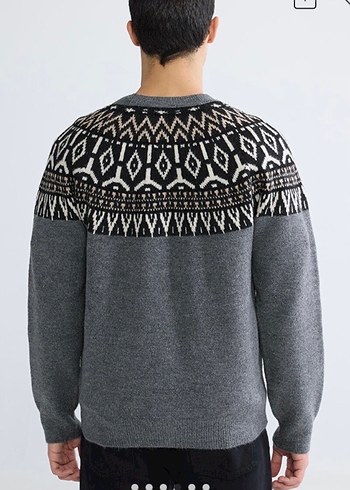 Gri Erkek Örgü Kazak - Görsel 3
