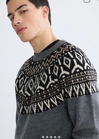 Gri Erkek Örgü Kazak - Görsel 2