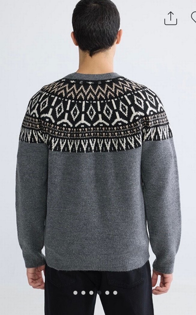 Gri Erkek Örgü Kazak - Görsel 3