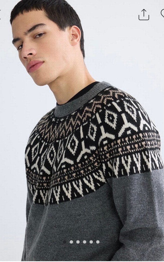 Gri Erkek Örgü Kazak - Görsel 2