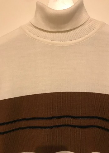 Hatemoglu Erkek Beyaz Boğazlı Çizgili Triko Kazak - Görsel 4