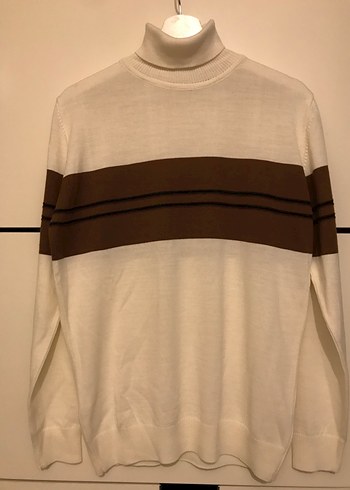 Hatemoglu Erkek Beyaz Boğazlı Çizgili Triko Kazak - Görsel 3