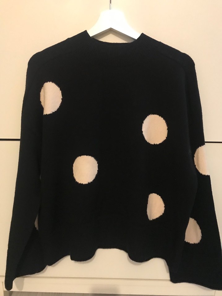 Lote Marka Beyaz Puantiyeli  Örgü Kadın Kazak - Görsel 3