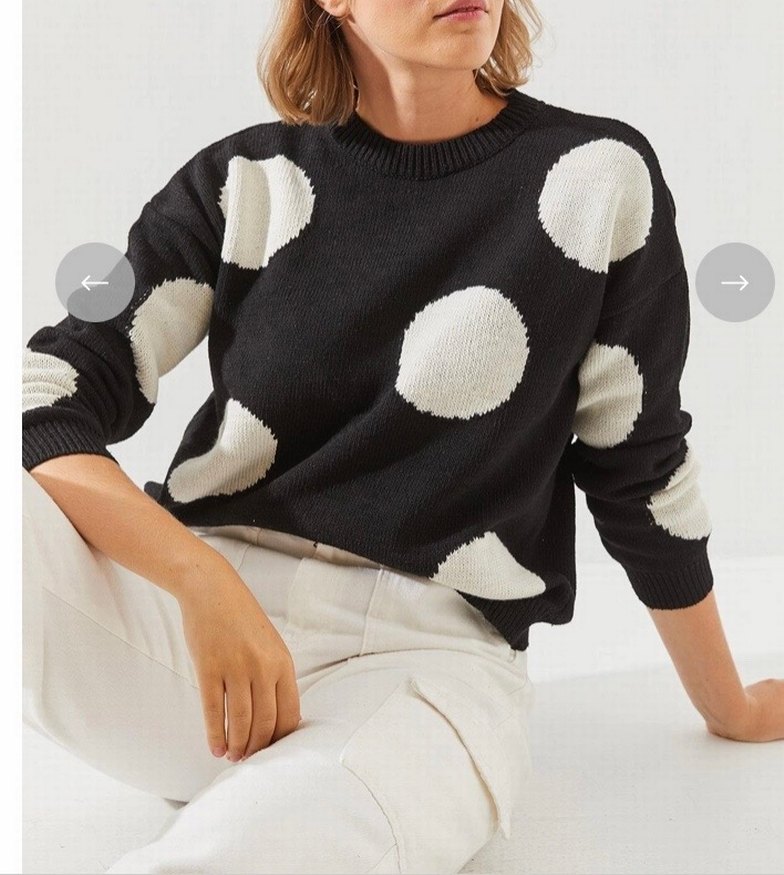 Lote Marka Beyaz Puantiyeli  Örgü Kadın Kazak - Görsel 2