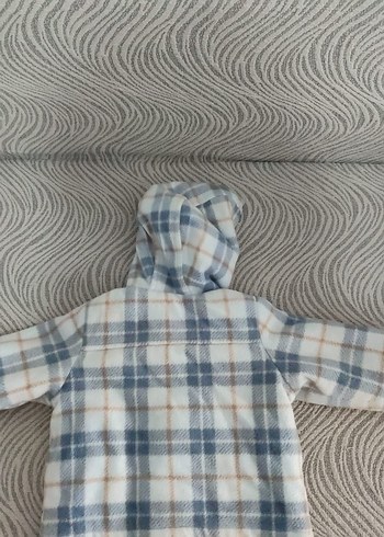 Kapüşonlu Bebek Kayak Tulumu Gri Ekose - Görsel 2