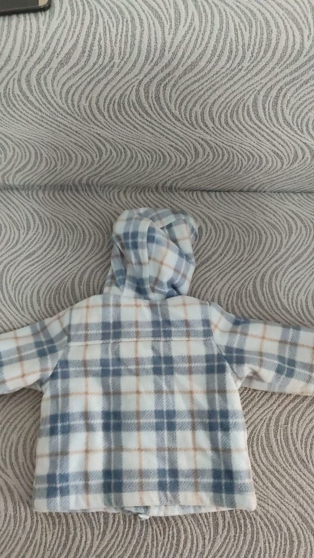 Kapüşonlu Bebek Kayak Tulumu Gri Ekose - Görsel 2