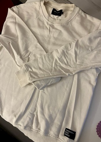Kadın Beyaz Uzun Kollu Basic Sweatshirt