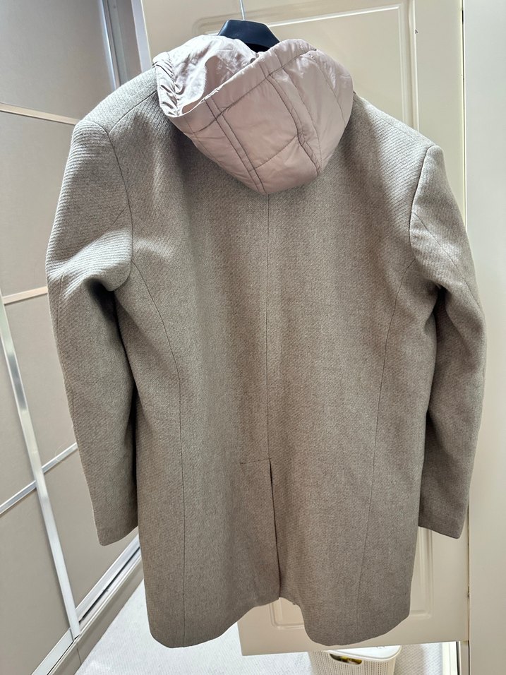 Bej Düğmeli Erkek Midi Kaban - Görsel 2