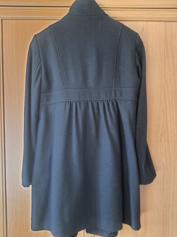 Düğmeli Siyah Kadın Kaban - Görsel 2