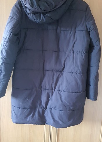 Kadın Lacivert Midi Kışlık Fermuarlı Mont - Görsel 2