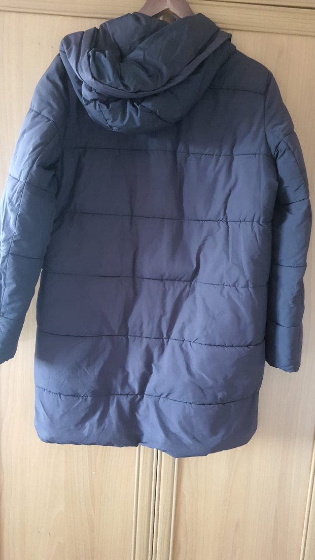 Kadın Lacivert Midi Kışlık Fermuarlı Mont - Görsel 2