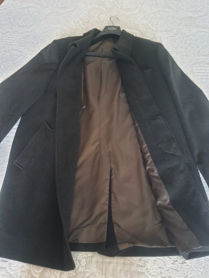 Gri Düğmeli Erkek Klasik Palto 58 beden - Görsel 3