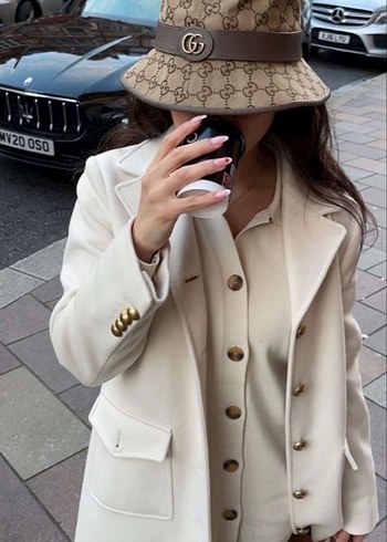  Beden kahverengi Renk Gucci bucket şapka