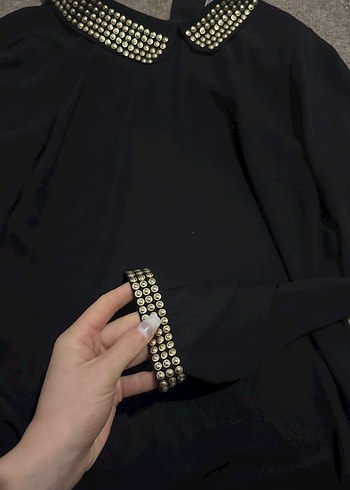 Siyah Zincir Detaylı Gotik Kadın El Zinciri - Görsel 5