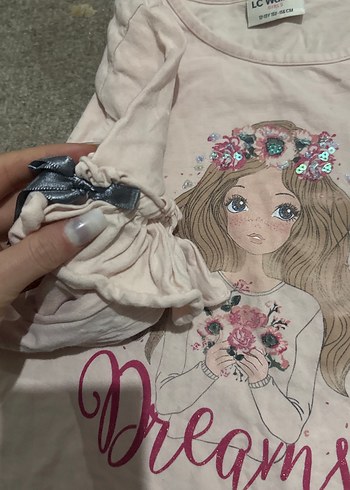 Kız Çocuk Pembe Pamuklu Uzun Kollu Tişört - Görsel 5