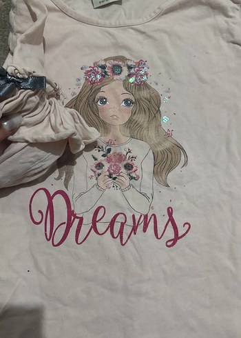 Kız Çocuk Pembe Pamuklu Uzun Kollu Tişört - Görsel 7