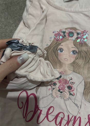 Kız Çocuk Pembe Pamuklu Uzun Kollu Tişört - Görsel 4