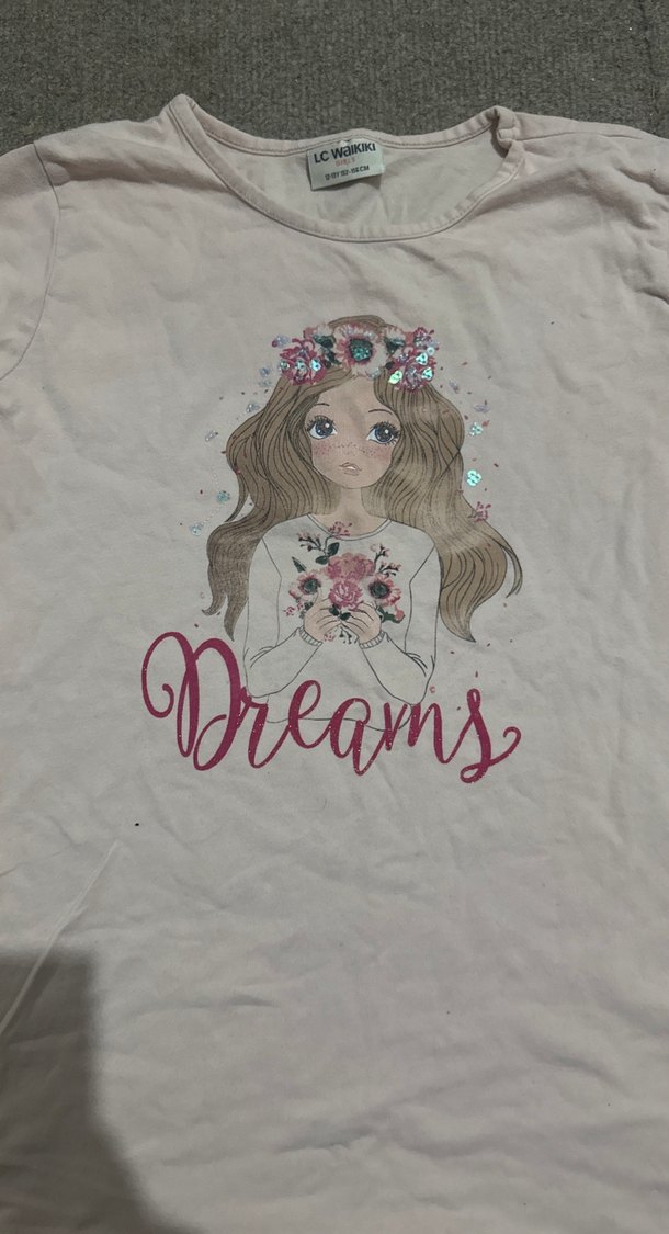 Kız Çocuk Pembe Pamuklu Uzun Kollu Tişört - Görsel 2