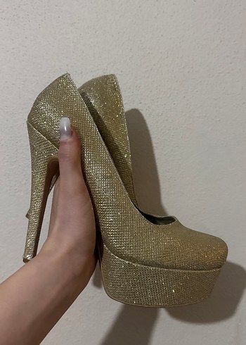Kadın simli topuklu ayakkabı 40 numara - Görsel 3