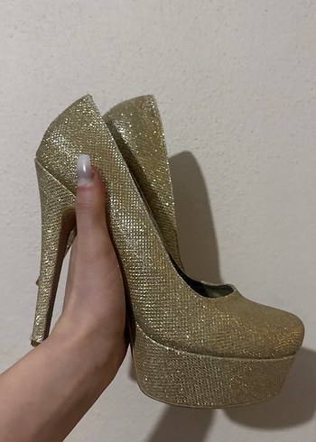 Kadın simli topuklu ayakkabı 40 numara - Görsel 2