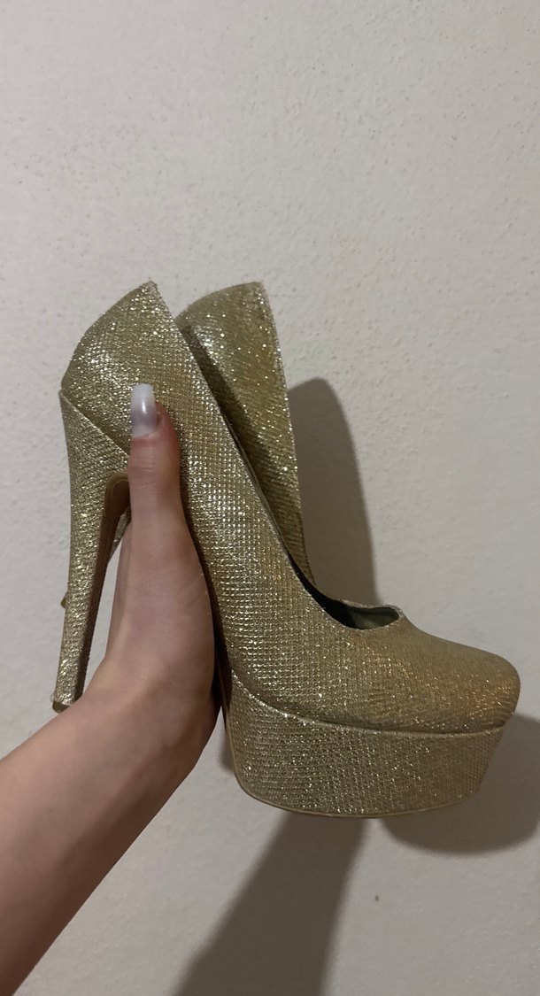 Kadın simli topuklu ayakkabı 40 numara - Görsel 2