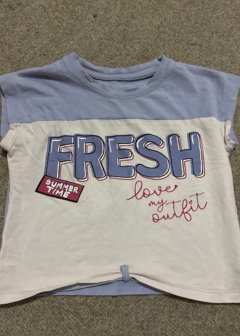 Kız Çocuk Düğmeli Baskılı Tişört - Görsel 6