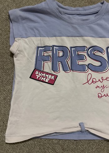 Kız Çocuk Düğmeli Baskılı Tişört - Görsel 4