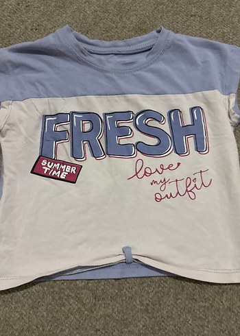 Kız Çocuk Düğmeli Baskılı Tişört - Görsel 3