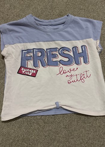 Kız Çocuk Düğmeli Baskılı Tişört - Görsel 2