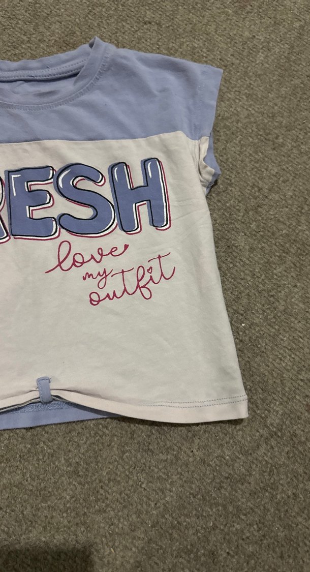 Kız Çocuk Düğmeli Baskılı Tişört - Görsel 5