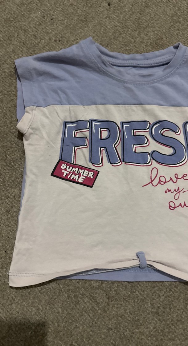 Kız Çocuk Düğmeli Baskılı Tişört - Görsel 4