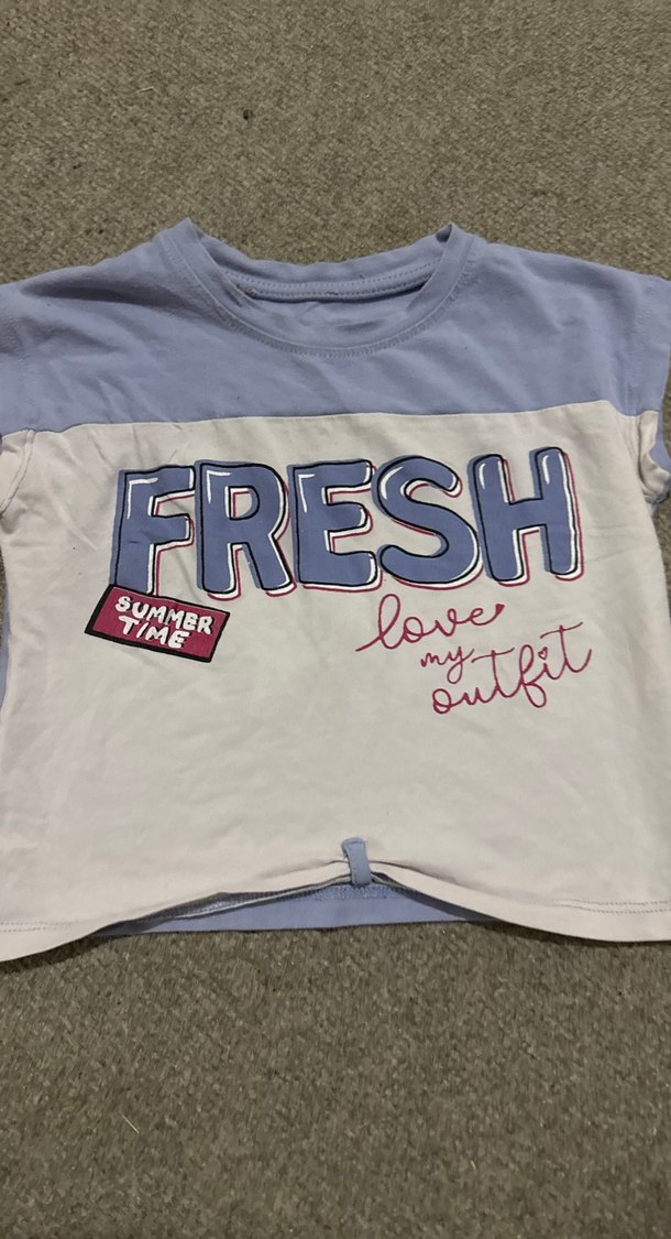 Kız Çocuk Düğmeli Baskılı Tişört - Görsel 3