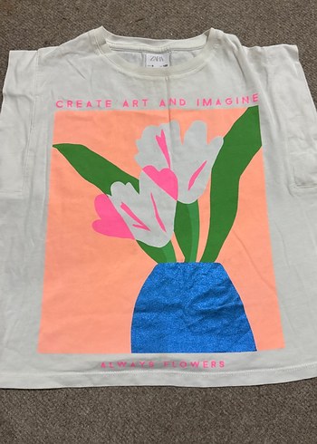 Kız Çocuk Pembe Baskılı Pamuk Tişört - Görsel 2