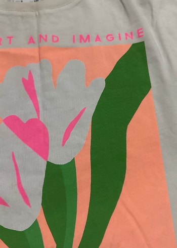 Kız Çocuk Pembe Baskılı Pamuk Tişört - Görsel 5