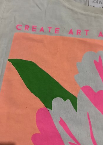 Kız Çocuk Pembe Baskılı Pamuk Tişört - Görsel 4