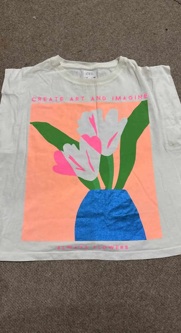 Kız Çocuk Pembe Baskılı Pamuk Tişört - Görsel 2