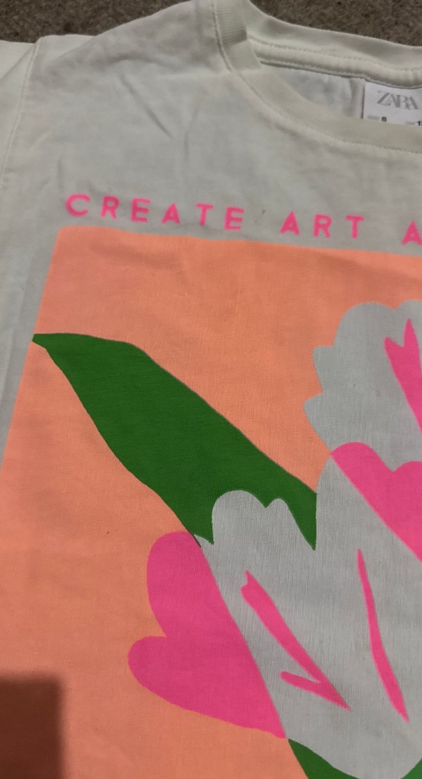 Kız Çocuk Pembe Baskılı Pamuk Tişört - Görsel 4