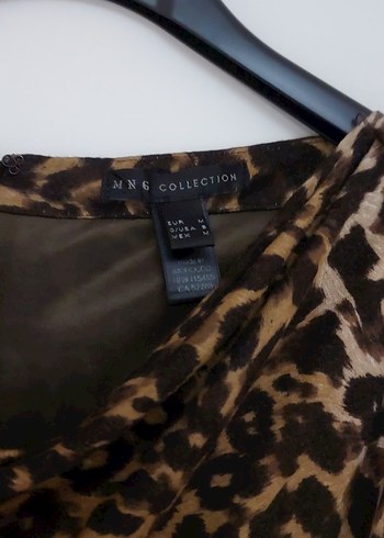 Leopar Desenli kayik  Drapeli yaka  Midi Elbise - Görsel 2