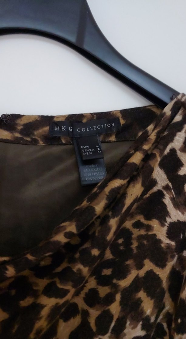 Leopar Desenli kayik  Drapeli yaka  Midi Elbise - Görsel 2