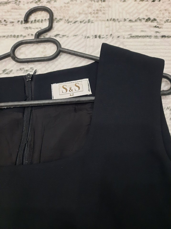 Siyah Midi Kadın Kolsuz elbise SaS - Görsel 5